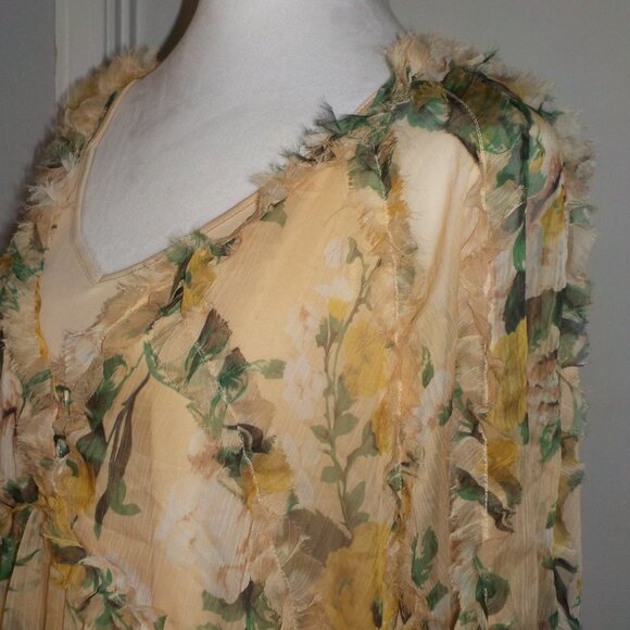 ANTHROPOLOGIE O.P.T. MS SIZE X-LARGE FLORAL PRINT RHEA SHEER CHIFFON BLOUSE - Picture 10 of 10